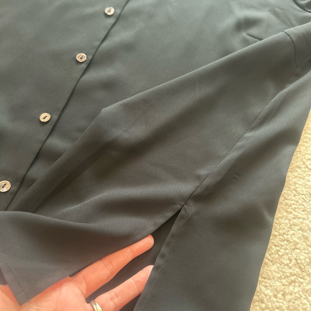 Misook Black Button Down Blouse Size Medium With … - image 5